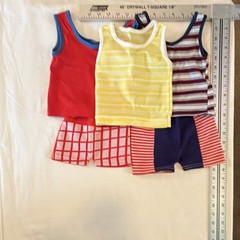 Vintage Baby 5pc Multicolored Tank Tops & Shorts Set, 9-12 mo