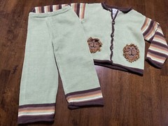 ZACKALI 4 KIDS SZ 2 LION SET Green And Brown Boutique Sweater Outfit Size 3 / 4