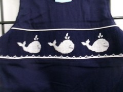 SOUTHERN SUNSHINE 🔥 12 MONTH==SMOCKED WHALES / NAVY BLUE BUBBLE ONE PIECE