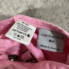 Carhartt Overalls Girls 6 Months Pink Canvas Bib Snap Pockets One Piece