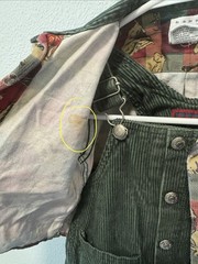 VTG 90s Baby Gap Exploration Corduroy Overalls Flannel Shirt Set Dog Theme 6-12