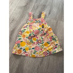 Patagonia Baby Baggies Apron Dress 3M Citrus Floral Fruit Print Pink Yellow