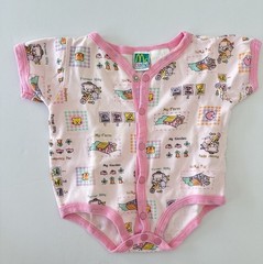 McBaby Vintage Short Sleeve Body Suit With Snaps Farmer Kitty Size 3-6Mo Cotton