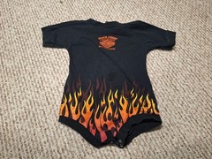 Vintage 00s Y2k Fire Flames Harley Davidson Palm Bay FL 18 Month – One Piece