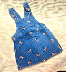Disney Primark Baby Minnie Mouse Denim Pinafore Dress Jumper 6-9 Months Jean