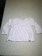 The Proper Peony Pink Top Ruffled Collar & Cuffs 100% Pima Cotton Size 24 Months
