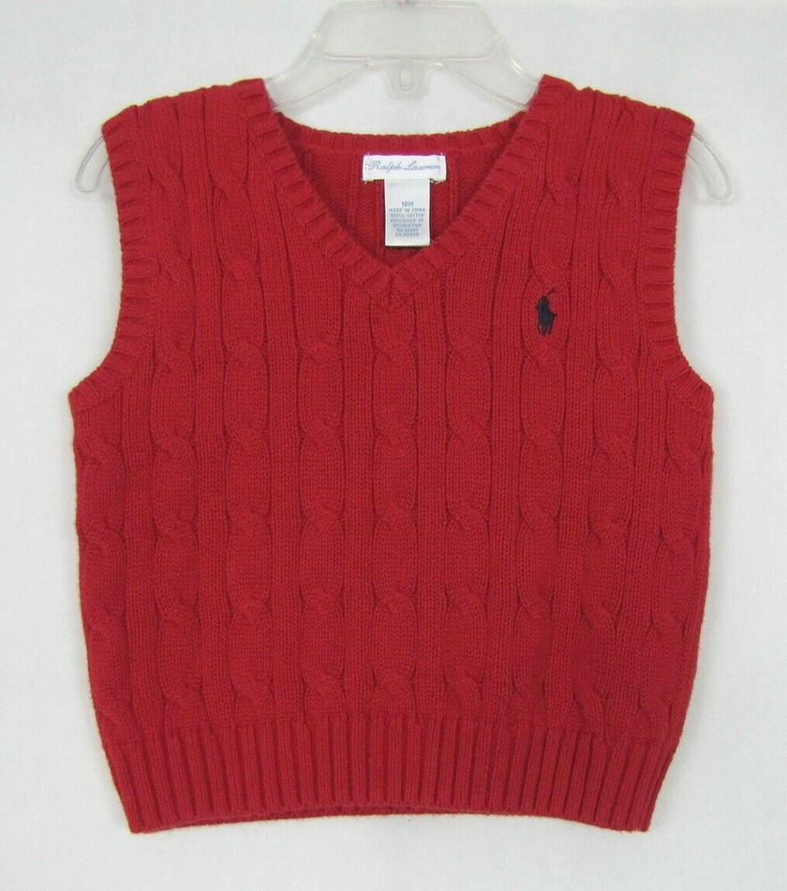 NEW Polo Ralph Lauren Boy’s Vest Cable Knit Size 9M