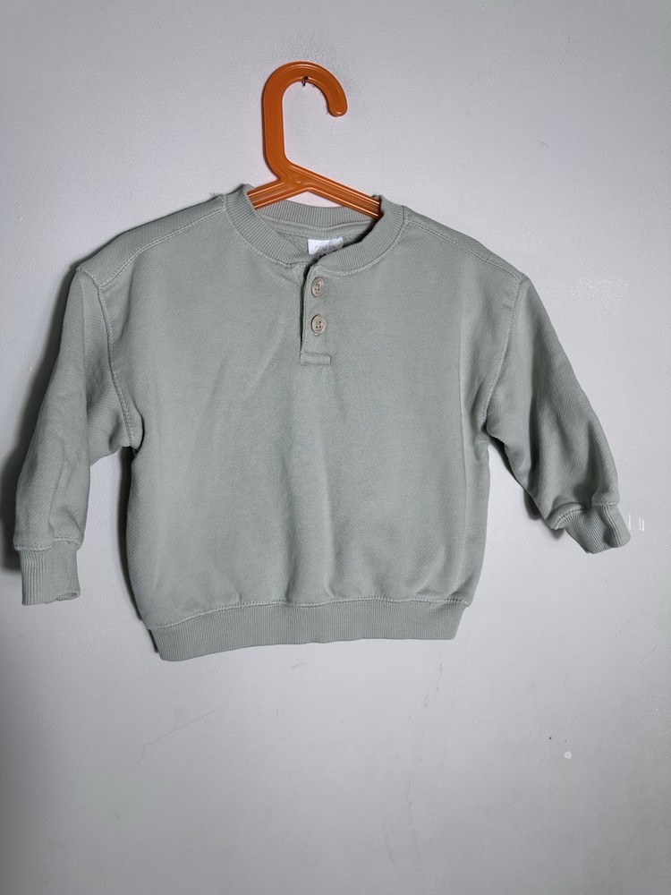 Zara Toddler Baby Light Sage Green Henley Sweatshirt Size 2-3 Years