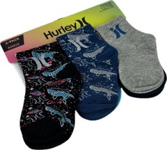 Hurley Toddler 6 Pk Multicolor Ankle Polyester Cushion Logo Sock Set Sz 2-4 Yrs