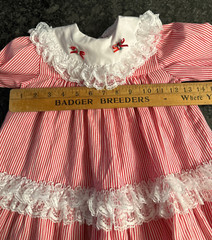 Bryan & Co baby girls toddlers dress red white striped sz 24 mos collar lace USA