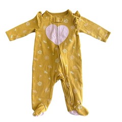 Carters Baby Girl Footie Sleeper Pajamas Yellow Pink Heart 3 Months