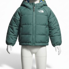 The North Face Baby Green Reversible Perrito Hooded Puffer Jacket Size 12-18M