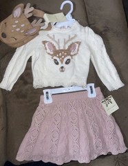 Cynthia Rowley Little Girls 12 Months 3 Piece Reindeer Outfit NWT