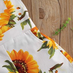 Baby Girl Sunflower Print Overalls Shorts with Pocket Suspender Trousers Cute…