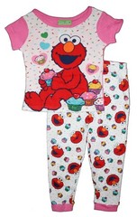 Elmo Cupcakes Girls 12m Cotton Short Sleeve Snug Fit 2pc Pajama Set Birthday