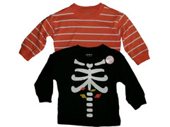 Boys Long Sleeve Shirts Size 2T Carters NEW Glow in the Dark Halloween, Striped