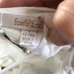 Fox & Finch Dress Girls 12-18 Months White Floral Puff Sleeve Lined Bow Back