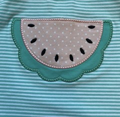 New! Jellybean By Smock Candy Skirted Aqua Striped Watermelon Romper Girls 12M
