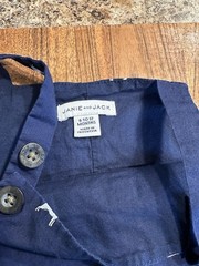 Janie and Jack 6-12M Blue Dog Print Sleeveless Button Shortall Overall
