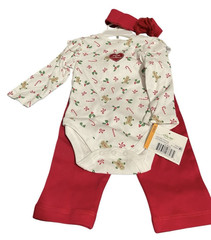 Little Me My 1st Christmas Red 100% Cotton 2PC Headband Baby Set sz 12MOS NWT
