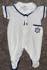 Vtg Baby Dior Small (up to 11 Pounds) Sailor Collar White/Blue Nautical Sailing