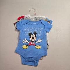Disney 3 Pieces Bodysuits Baby 0-3 Mo Mickey Mouse Donald Duck Pluto Snap NWOT