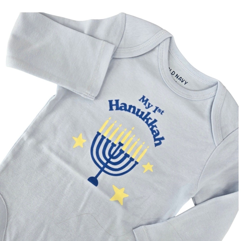 Old Navy NWT 12-18M My 1st Hanukkah Bodysuit Baby Boy Girl Blue Holiday