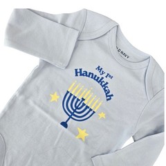 Old Navy NWT 12-18M My 1st Hanukkah Bodysuit Baby Boy Girl Blue Holiday