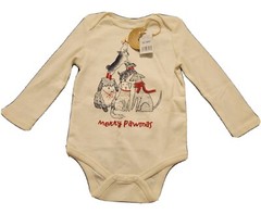 DIP infants eco-friendly Long sleeve One Piece 12-18months Merry Pawmas NWT