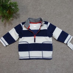 Carter’s 12 Month Fleece Pullover Long Sleeve Half Zip Blue and White Stripe