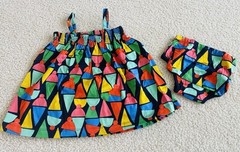 Hanna Andersson Ice Cream Cone Smocked Dress With Matching Bloomers 12-18