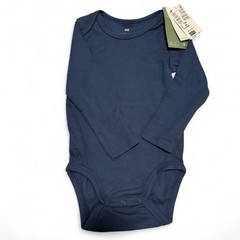 H & M Baby Unisex Size 12 Months 100 Percent Cotton Long Sleeve Blue Bodysuit