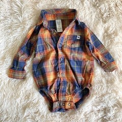 Just One You by Carter’s Baby 2pc Set 9M Plaid Bodysuit Blue Pants Flannel