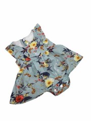 Baby Bodysuit Dress Blue Floral Sleeveless Snap Button Scoop Neck Ruffle 3M New