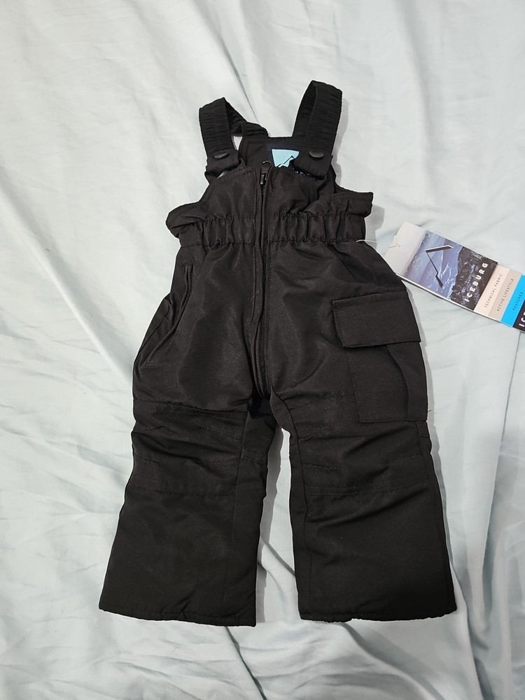 IceBurg Baby Insulated Bib Snow Pants Size 0-3 Months Black New With Tags
