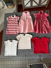 Ralph Lauren Tommy Hilfiger Girls 3T 4T 6 Pc Lot Dresses Tops EUC Pink Red