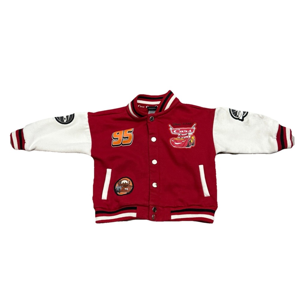 Disney Cars 95 Toddler Boy Bomber Varsity Jacket Lightning McQueen 2T *READ