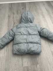 H&M Toddler 4T Blue Floral Hooded Full Zip Lined Puffer Jacket Fall/Winter