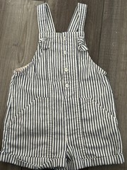 Zara Kids Pinstripe Cotton Shortalls Overalls Sz 18-24 Months Blue /ivory
