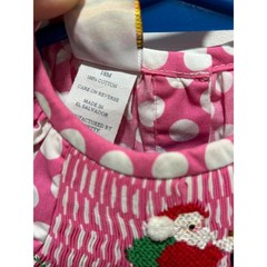 Smocked Giraffe Pink White Polka Dot Santa Smocked Romper Jumper 18M Christmas