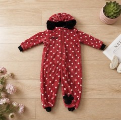 Disney Mickey & Friends Minnie Mouse 3T Fleece Hooded Zip Polka Dot Coverall