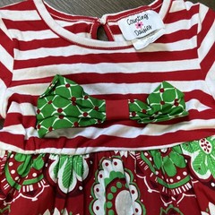 Counting daisies christmas holiday dress Red White Stripes size 3t Green Print