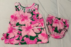 Lilly Pulitzer Hibiss Kiss Classic Shift Dress & Blooms EUC Size 3/6 Months
