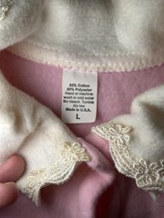 Pink Girls Basic Coat & Hat Set, Lace Trim, 50% Cotton 50% Polyester, Size L