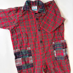 VTG Golden Rainbow Coveralls Collared Romper Plaid Madras Pockets‎ 24 Months