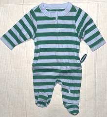 OLD NAVY sleeper light blue/green stripes CRAB motif size NEWBORN