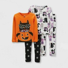 Carters Just One You Toddler Girls 4pc Halloween Snug Fit Pajama Set Cats, 2T