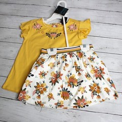 Cynthia Rowley Girl’s Top Skirt Skort Set Size 3T Yellow Pink Floral Shorts