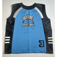 Adidas Basketball Jersey Tank Top Blue Black Silver Toddler Size 3T RN13706