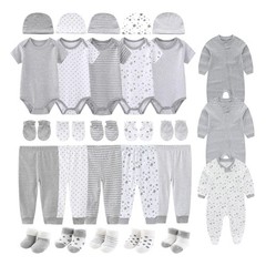28 Pack Unisex Baby Layette Set Boy Girl Pants+Rompers+Short Sleeve Bodysuits…